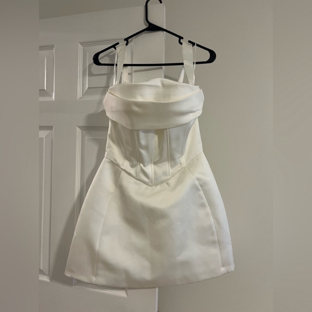 Meshki White Satin Corset Mini Dress - Picture 3 of 8